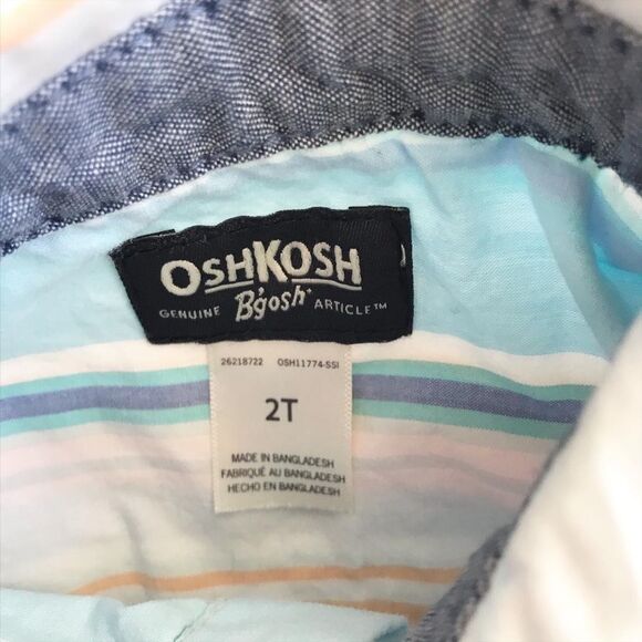 Oshkosh pastel stripe button down shirt EUC 2T - Picture 3 of 4